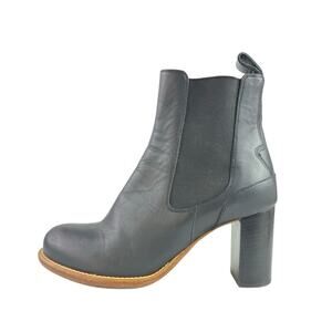 Chloe Gualda Black Leather Block Heel Round Toe Chelsea Ankle Boots 36.5 US 6.5